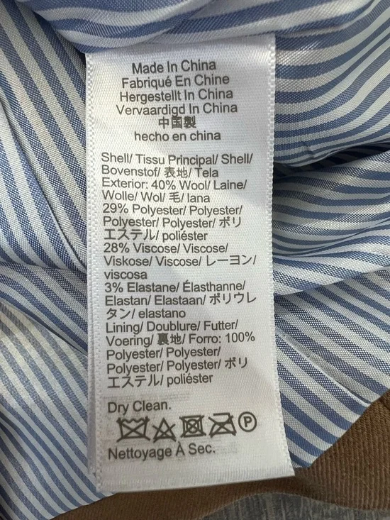 J. Crew Tan Wool-Blend Tailored Blazer with Gold Buttons Blue Striped Lining 6 - Picture 7 of 9